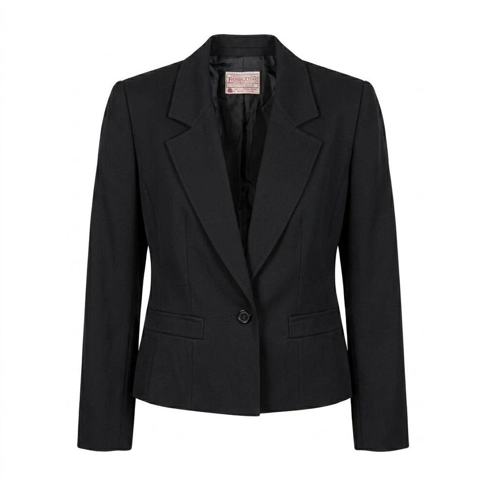 Pendleton Vintage Black Wool Blazer Petite Tailored Jacket USA Made
